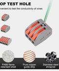 Lever Wire Connectors Kit 60Pcs Quick Splice Push In Connectors with test hole and PA66 flame retardant shell