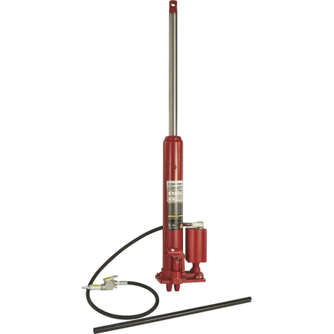 Top Tier 8 Ton Long Ram Air Hydraulic Jack With Single Piston Clevis Base Heavy Duty Steel Frame Rust Guard Finish Built Rock Solid For Backyard Garage And Local Mechanic Shop Daily Tasks