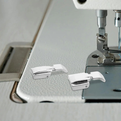 Must Have Dope 5 Piece Multifunctional Sewing Machine Presser Foot Set shown with metal zipper foot attachment