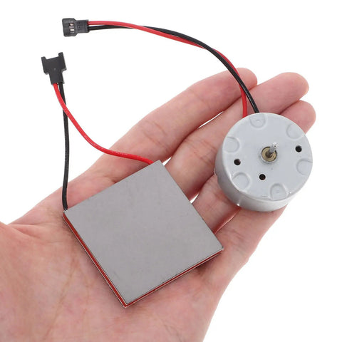 Universal Fireplace Fan Motor Repair Kit With Thermoelectric Generator Sheet For Wood Stove Fans Heat Powered Lightweight Metal Design Backup Parts For Emergency Repairs, shown in hand