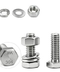 Thirty Set Quarter Inch By Twenty Hex Bolt Kit With Nuts Flat Washers And Split Lock Washers 120 Pieces 304 Stainless Steel SAE Fasteners