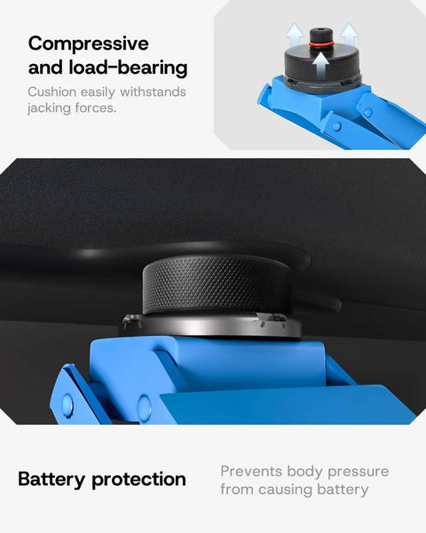 Close-up of heavy duty jack pad from Portable Tire Inflator Kit For Tesla Featuring A Fast Charge Air Pump Four Heavy Duty Jack Pads.
