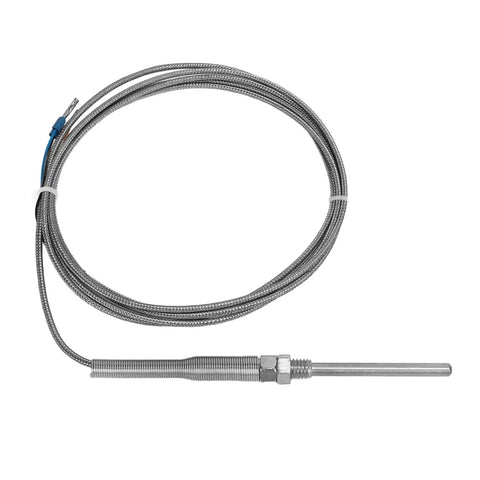 PT100 Temperature Sensor Probe In Stainless Steel, Industrial Thermocouple For Temperature Control And Monitoring, 58 To 752 Fahrenheit Range, Plug-And-Play Install And Durable For Equipment Testing, braided cable