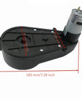 12V Kids Ride On Car DIY Harness Kit component showing 2 RS550 gearbox measurements, essential for remote control assembly.