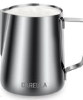 12oz Stainless Steel Milk Frother Pitcher For Lattes And Cappuccinos, Barista Grade Steaming Cup With Latte Art Pen, Espresso Machine Accessory