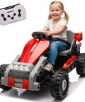 12V Kids Ride On Building Block Car With Parental Remote Control Buildable Jeep Or Go Kart Mode Universal Chassis Switch Between Two Modes Four Wheel Suspension Durable Fun Vehicle For Ages 2 To 4 Red with child riding