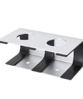 Slick Silver Under Desk Laptop Mount With Solid Aluminum Shelf And Anti Scratch Silicone Pads securely holds devices with two cutouts.
