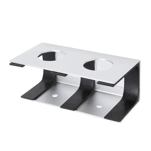 Slick Silver Under Desk Laptop Mount With Solid Aluminum Shelf And Anti Scratch Silicone Pads securely holds devices with two cutouts.