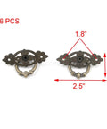 6 Pack Antique Bronze Vintage Cabinet Pulls 2.5 Inch Ring Drawer Handles With Screws, shown in measurements, floral design