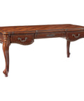 Heavy Duty Cherry Oak Finish Executive Desk Legs To Instantly Level Up Your Office Setup With A Smooth Real Wood Look That Looks Totally Fresh And Built To Last Forever, showing carved details and drawers.