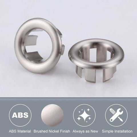 Six Pack Brushed Nickel Sink Overflow Ring Covers For 22mm Hole Drains Universal Bathroom And Kitchen Basin Trim Cap Inserts Durable Overflow Covers Easy Install For Sinks