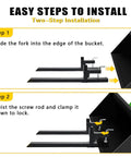 Clamp On Pallet Forks For Tractor Bucket With Adjustable Stabilizer Bar, 43 Inch Length, 2000 Pound Capacity installation steps
