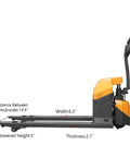 ApolloLift Electric Pallet Jack 4400 Lb Capacity Forklift Truck With 48x27 Inch Forks side view showing dimensions and design.