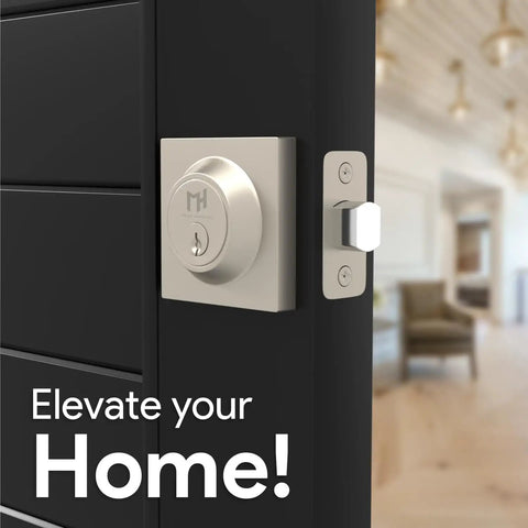 Heavy Duty Square Deadbolt Lock For Left Or Right Handed Doors In Brushed Nickel Finish Secure Durable Bolt Focus.