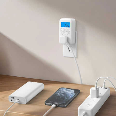 Plug In Watt Meter With Backlit LCD Display For Home Use Energy Consumption Monitor Tracks Voltage Amps And Wattage With Nine Display Modes