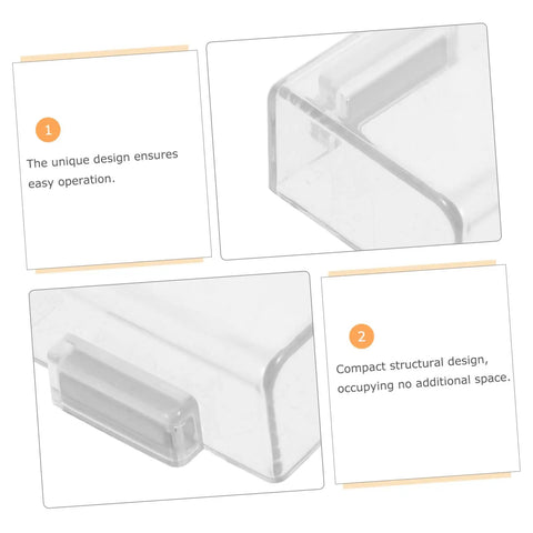 Close-up of transparent Heavy Duty Push Button Guard Cover Protector for Industrial Machines size 50x40x20mm showing design details.
