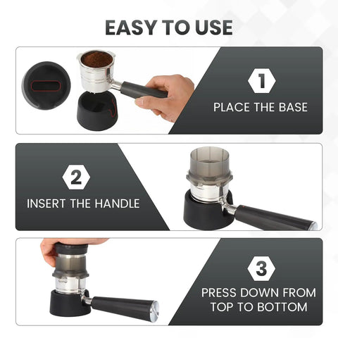 Step-by-step guide using Non Slip Silicone Coffee Tamper Base With Portafilter Holder For Luxe Cafe ES601 ES701.