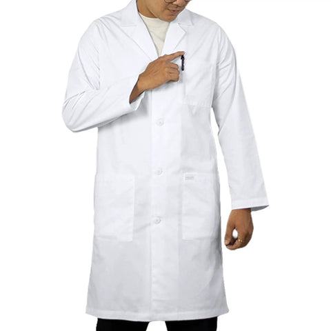 Ultra Comfortable Unisex White Lab Coat For Men And Women 40 Inch Premium Poly Cotton Blend Spacious Pockets Durable And Easy Care