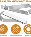 Stainless Steel Car Sun Visor Photo Frames Clips Set For DIY Sunshade Photo Holder, two silver durable visor clip frames