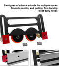 Tough As Nails Rust Proof Table Saw Roller Feeder Kit with rollers and sliders for smooth stock feeding in woodworking.