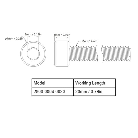 Heavy Duty M4 X 0.7Mm Hex Socket Head Cap Screws 100 Pcs Galvanized Steel Fastener Kit showing detailed measurements and design.