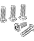Five Pack 3/8 X 1 Inch Pan Head Torx Security Screws Stainless Steel T45 Antitheft License Plate Bolts close-up view