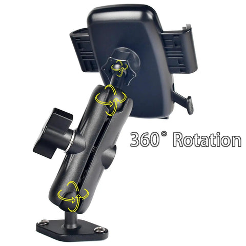 Go To 1 Inch Ball Phone Mount with aluminum arm, dual ball joint, 360-degree rotation for RAM B size system, phone holder focused view.