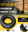 Universal 13x5.00-6 Inner Tube With Straight Valve Stem Premium Rubber Fits Lawn Mower ATV Razor Dirt Quad Snow Blower