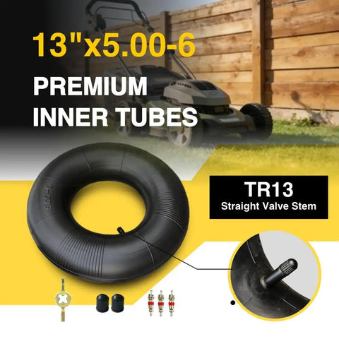 Universal 13x5.00-6 Inner Tube With Straight Valve Stem Premium Rubber Fits Lawn Mower ATV Razor Dirt Quad Snow Blower
