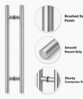 Heavy Duty Satin Round H Type Door Pull 60 Inch Length With 150 mm Bolt 304 Stainless Steel Indoor Outdoor Ready Premium Decorative Hardware For Modern Doors Easy Install Built To Last, brushed satin finish