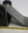 Two Heavy Duty Door Hinges For Dump Trailers And Freight Trucks, featuring greasable strap style cargo door hardware with ruler for scale.