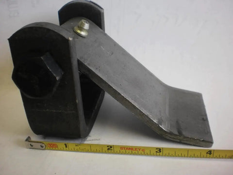 Two Heavy Duty Door Hinges For Dump Trailers And Freight Trucks, featuring greasable strap style cargo door hardware with ruler for scale.