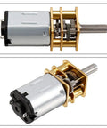 Two Pack DC Micro Gearbox Motors 3V 100 RPM N20, 17x12mm body with 10x3mm shaft, showing metal gear train.