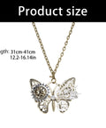 Chic Vintage Punk Butterfly Necklace With Mechanical Gears Alloy Jewelry For Daily Streetwear And Rock Concert Cosplay Look Adjustable Chain Lightweight Design size information with length of 31cm-41cm on display.