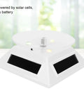 Xhtllo Electric Led Light Solar Powered Rotating Turntable Display Stand For Jewelry Phunique Watches Camera And Decorations, white solar display stand.