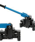 Heavy Duty 2-In-1 Emt Pipe Bender With Offset Design, blue ergonomic handle, for half and three quarter inch conduits.