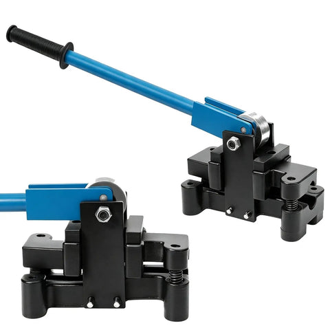 Heavy Duty 2-In-1 Emt Pipe Bender With Offset Design, blue ergonomic handle, for half and three quarter inch conduits.