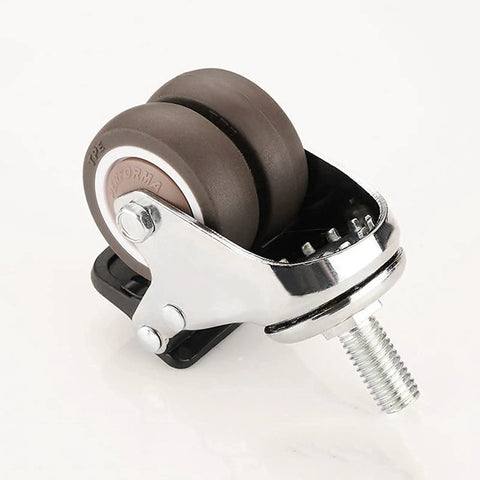 Heavy Duty Caster Wheels With Lockable Bearings For Furniture And Industrial Trolleys, 40mm rubber wheels, chrome swivel mount.