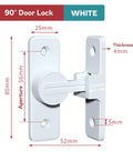 90 Degree Door Lock For Barn Doors, Premium Solid Construction, Secure Latch With Modern Minimalist Design, Matte White Finish, Easy Installation For Home Office And Interior Wooden Doors