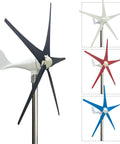 Wind turbine in black with red, blue, white variants, featuring a 22.83 inch blade for DIY horizontal turbine generators.