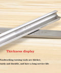 Thickness display of Top Notch Eight Piece Wood Lathe Chisel Set Featuring Razor Sharp High Speed Steel Blades.