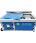 Metal Working Downdraft Dust Collector Vacuum With Side Suction Plate For Welding And Grinding 2 Dust Removal Drums Heavy Duty Workbench Dust Extraction System 3KW 220V Industrial Grade Cleanup For Metalworking Shop, blue steel grinding table