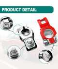 Close-up of Heavy Duty Top Shelf Battery Terminals Compatible With Nissan Sentra Murano Maxima Rogue, showing connectors and mounting nuts.