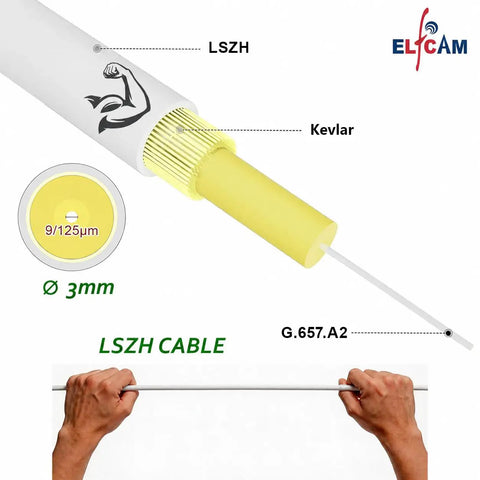 Heavy Duty Beast Grade Sca To Sca Singlemode Fiber Optic Cable Simplex Patch Cord Lszh Rated Jacket Ftth 3mm diameter with yellow Kevlar.