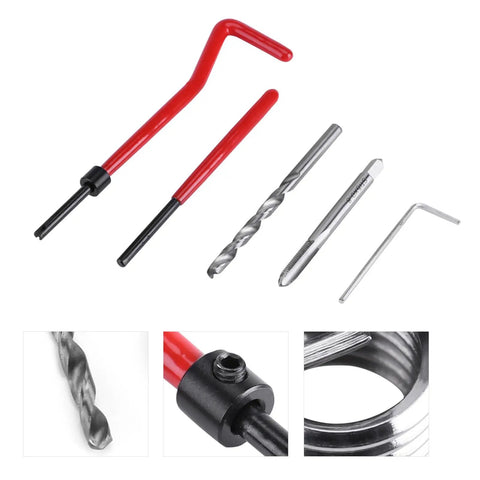 30 Piece M8 Thread Repair Kit With Stainless Wire Inserts Drill Bit Tap Installation Tool Wrench And Lug Breaker For Auto Repair Gearhead Engine Restoration Car Maintenance And Quick Thread Fixes, drill and tap tools