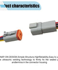 Close-up of 4 Pin Waterproof Automotive Electrical Connector Kit with 17AWG Wire, showing male and female plug connection.