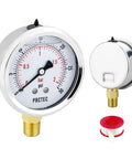 Glycerin Liquid Filled 2.5 Inch Air Pressure Gauge With Stainless Steel Case IP67 Waterproof Heavy Duty Pro Grade Vacuum and Pressure Gauge