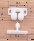 Super Secure 4 Pack White Marine Boat Ball Catch Roller Latch Spring Back Plates dimensions shown on wood surface.