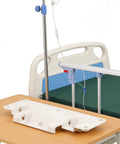 Adjustable Bed Rail Brackets For Home Beds on a wooden table, showing drop-down safety rails and aluminum material.