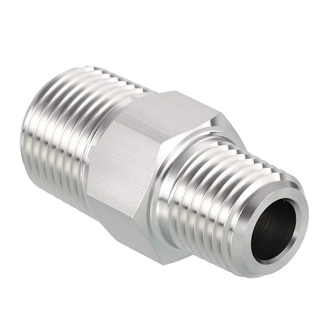 Rock Solid Three Eighths Inch NPT To One Quarter Inch NPT Stainless Steel Hex Nipple Hose Connector Adapter For Pipe Repair And Bathroom Remodeling Built To Last 304 Stainless Steel Corrosion Resistant Easy Fit
